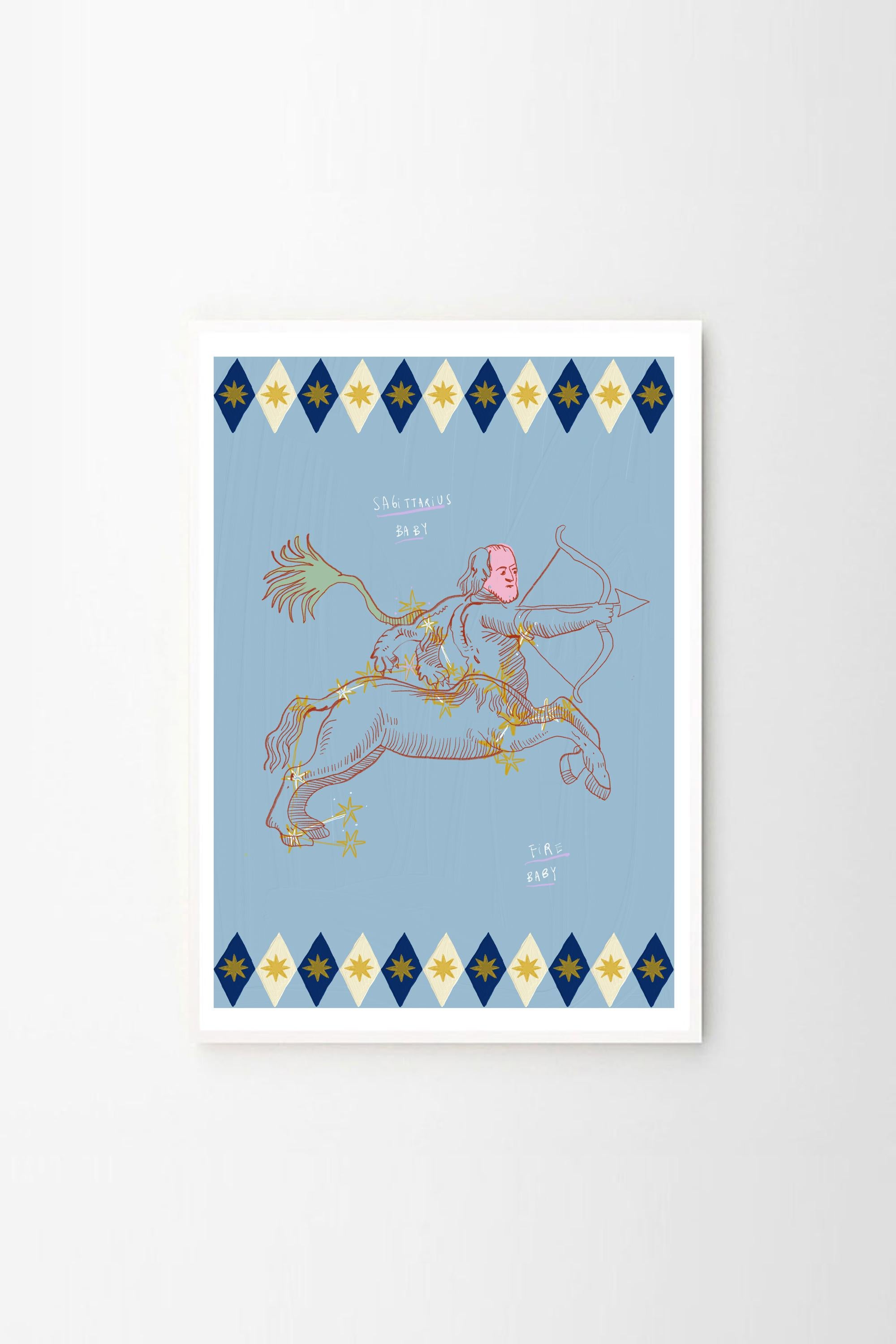 Póster de astrología para bebés Sagitario de Leticia Gagetti - Tamaño A4 en Nuevo estado para la venta en Ciudad Autónoma de Buenos Aires, AR