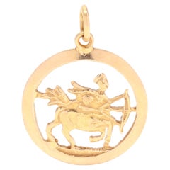 Sagittarius Charm, Retro Sagittarius Charm, Gold Sagittarius Charm, 18K Gold