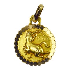 Sagittarius Zodiac 18K Yellow Gold Charm Pendant