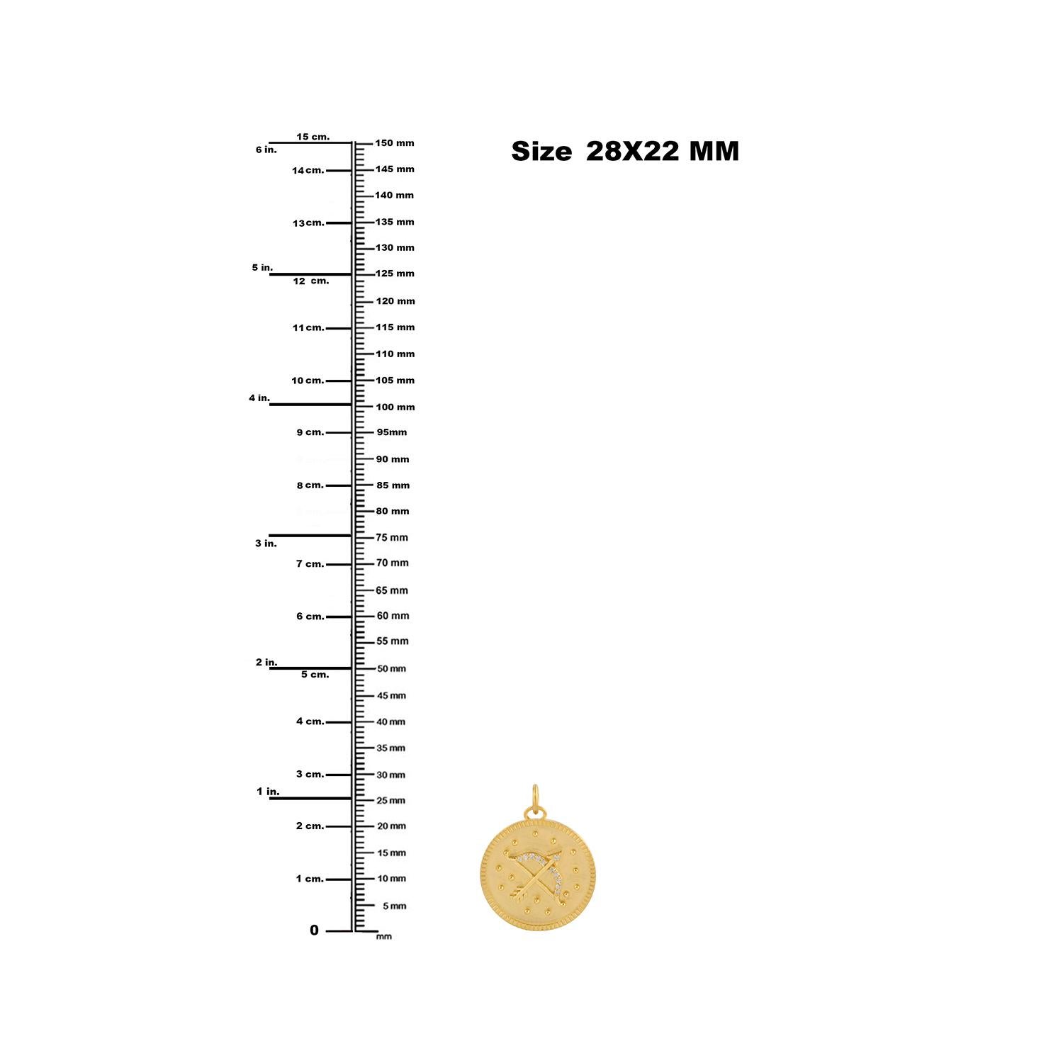 Taille mixte Pendentif en or jaune 14k à breloques du Zodiac Sagittaire avec diamants en vente
