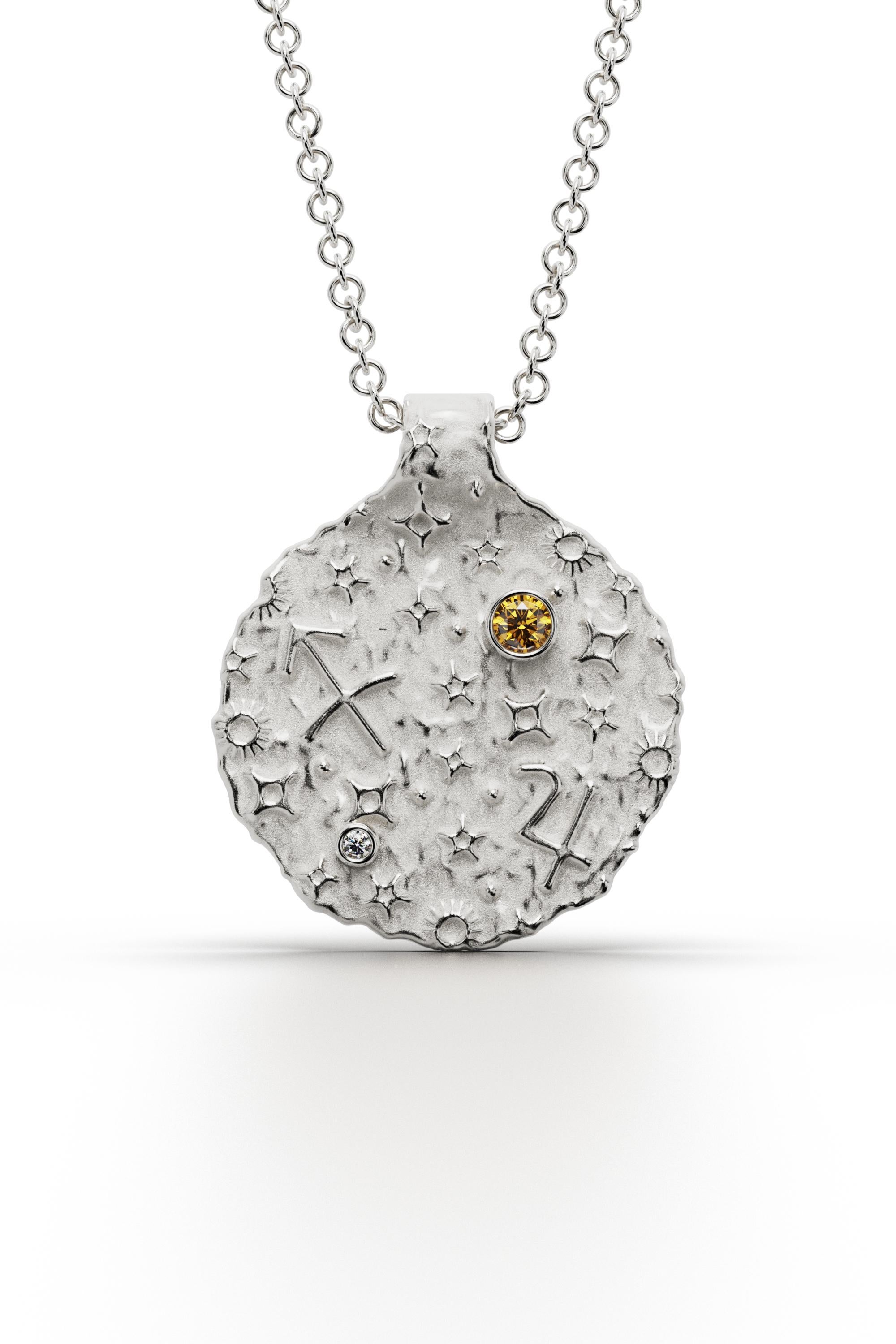 Sagittarius Zodiac Pendant 14K Solid Gold  Astrology Necklace Oltremare Gioielli In New Condition For Sale In Camisano Vicentino, VI