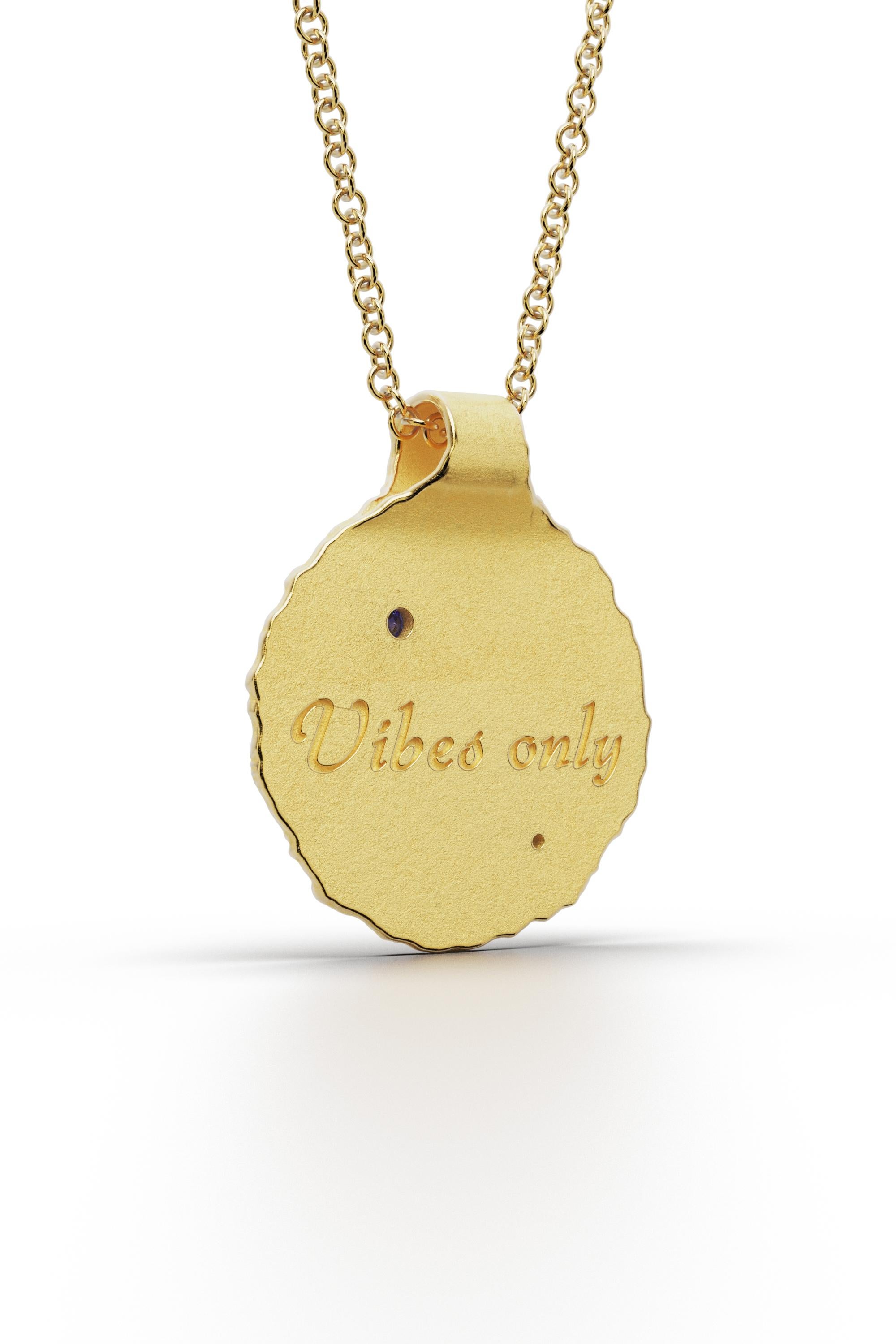 Sagittarius Zodiac Pendant 14K Solid Gold  Astrology Necklace Oltremare Gioielli For Sale 1
