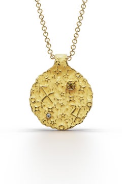 Sagittarius Zodiac Pendant 18K Solid Gold  Astrology Necklace Oltremare Gioielli