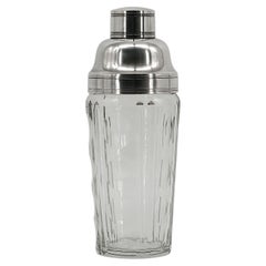 SAGLIER Freres & BACCARAT Art Deco Silverplate & Crystal Cobbler Shaker, 1920