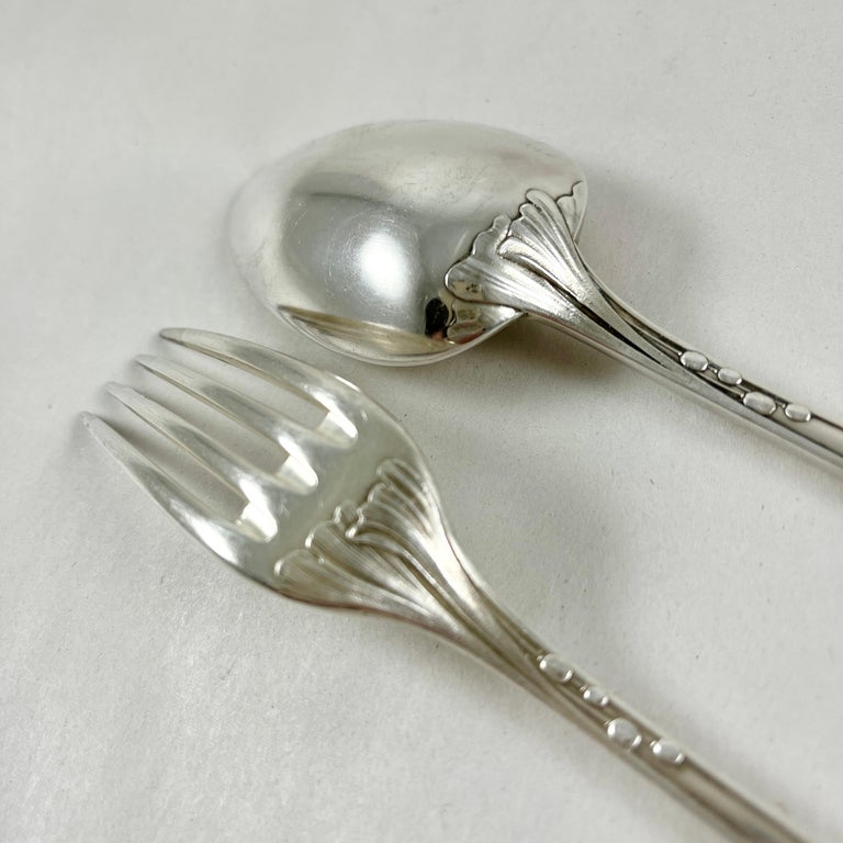 Saglier Frères Oversized French Art Nouveau Floral Table Forks and