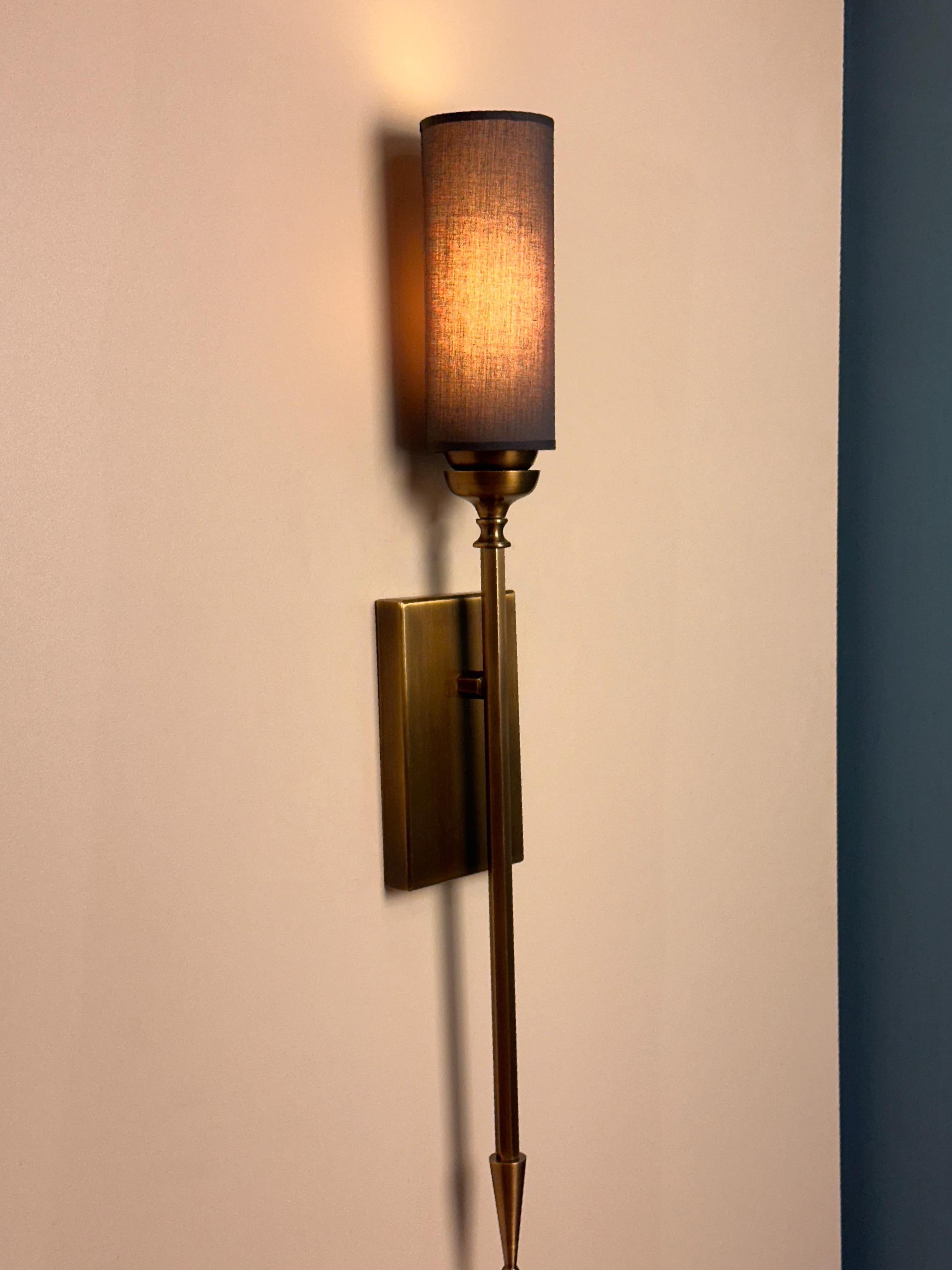Welded Sagovia Shade Brass Wall Sconce in Mid-Century Modern Style For Sale