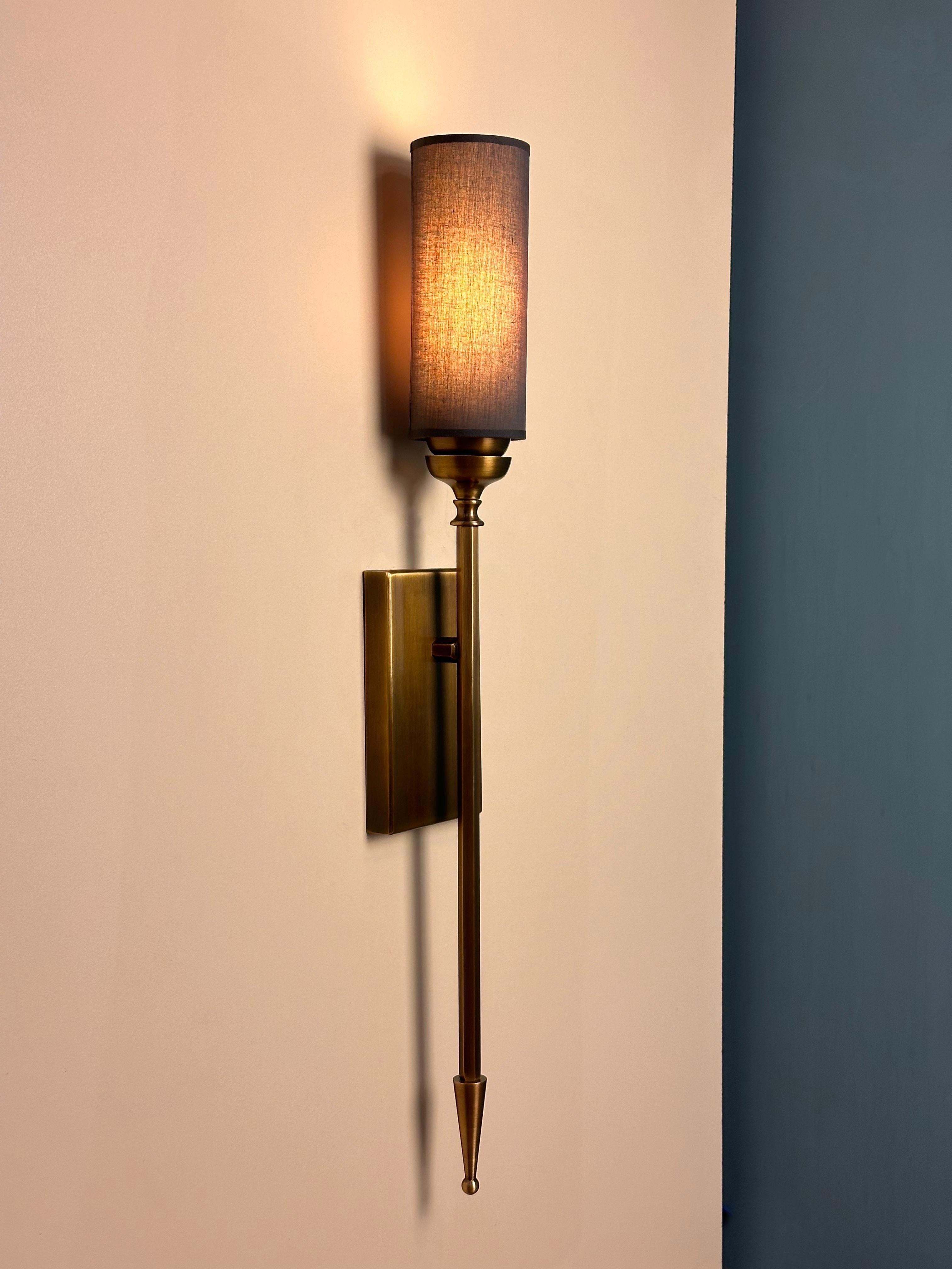 Contemporary Sagovia Shade Brass Wall Sconce in Mid-Century Modern Style For Sale