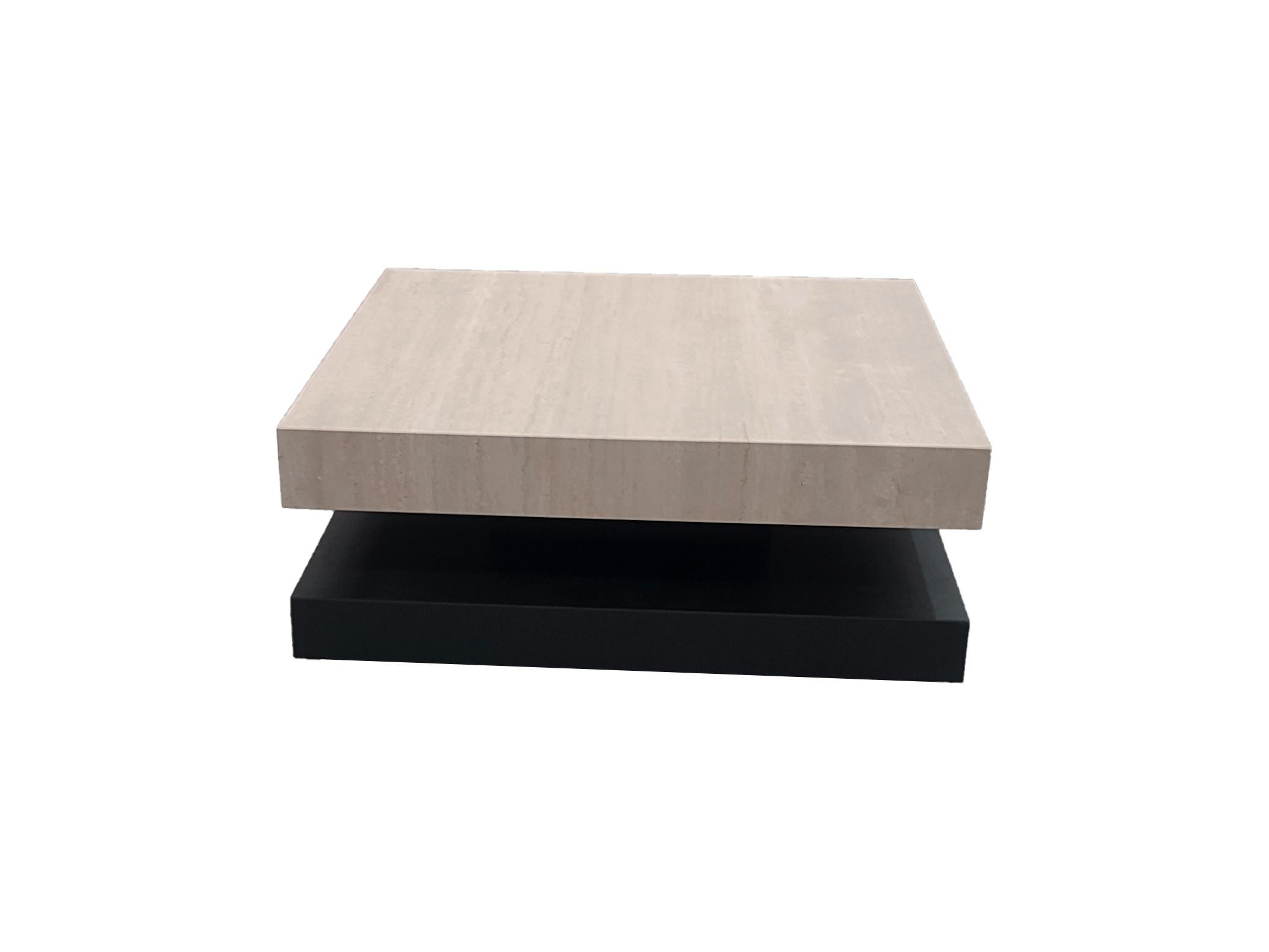Sagra Travertine Marble & Slate Coffee Table Contemporary Design Luxury Furnitur For Sale 5