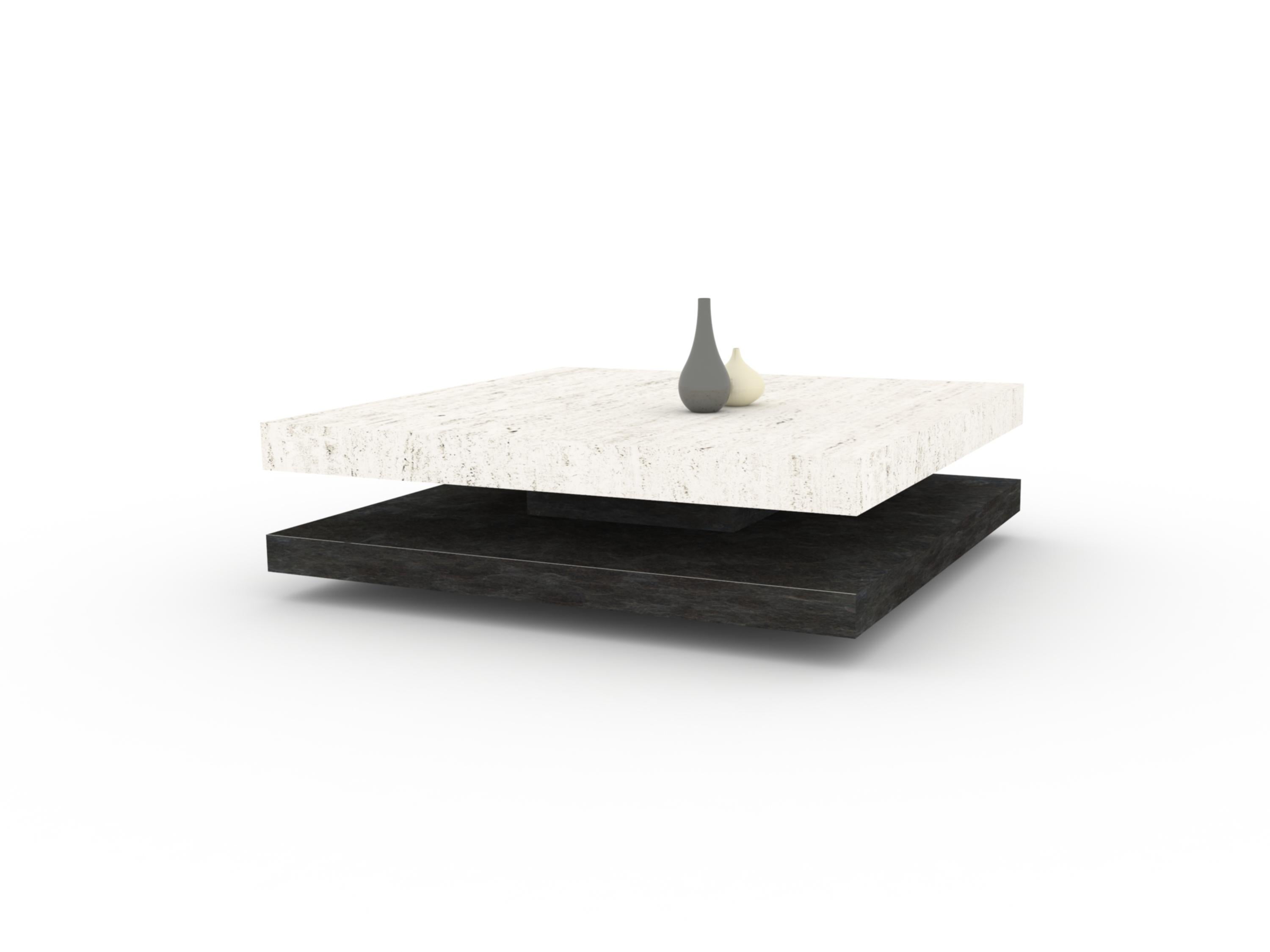 Modern Sagra Design Coffee Table Travertine Marble Black Slate Joaquín Moll Meddel For Sale