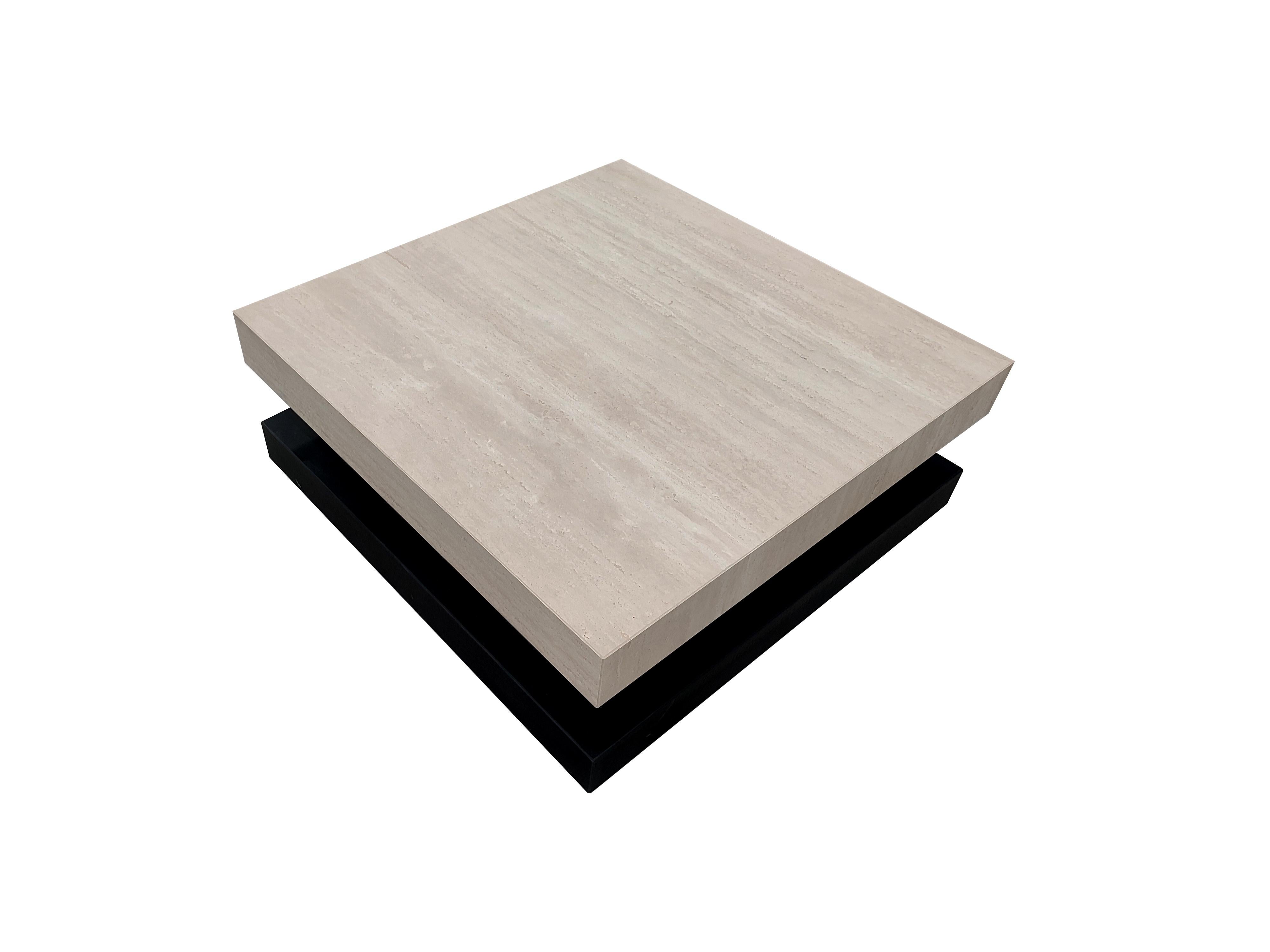 Sagra Travertine Marble & Slate Coffee Table Contemporary Design Luxury Furnitur For Sale 1
