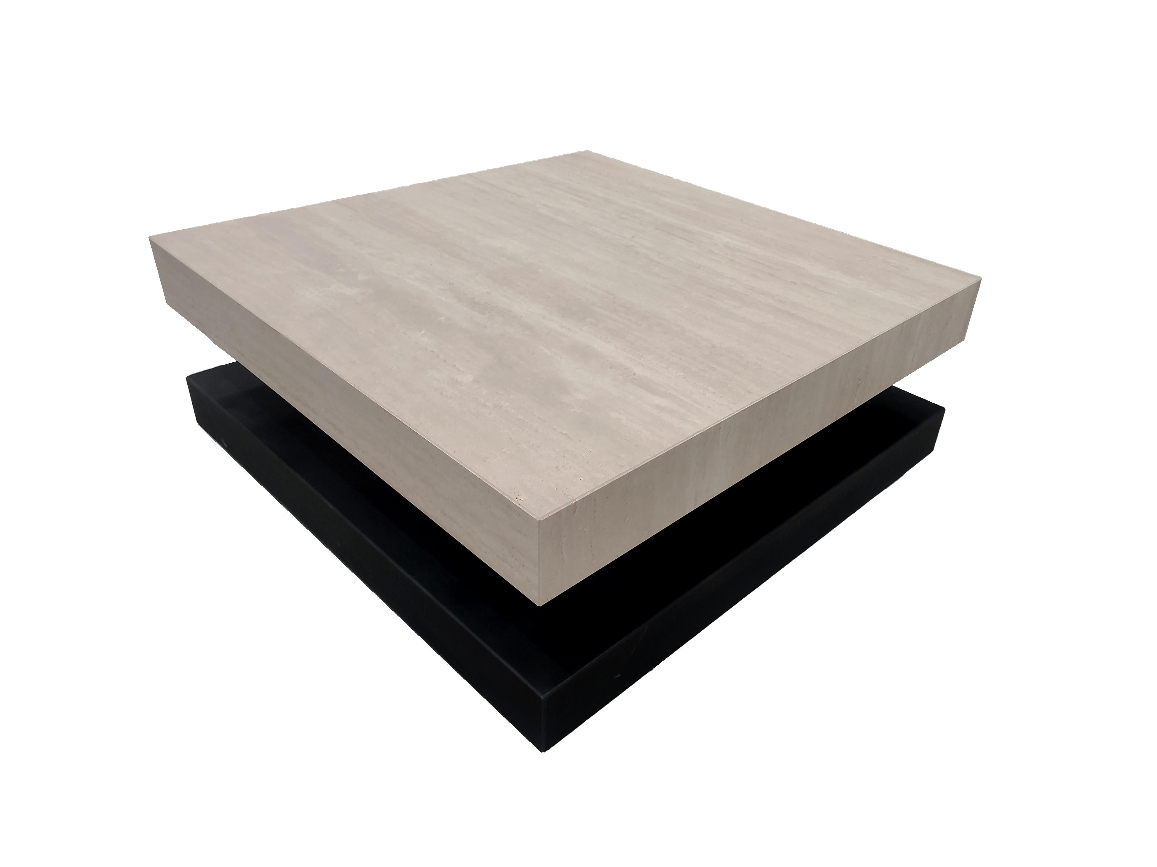Sagra Travertine Marble & Slate Coffee Table Contemporary Design Luxury Furnitur For Sale 3