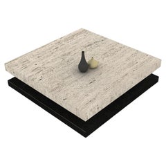 Sagra Design Coffee Table Travertine Marble Black Slate Joaquín Moll Meddel