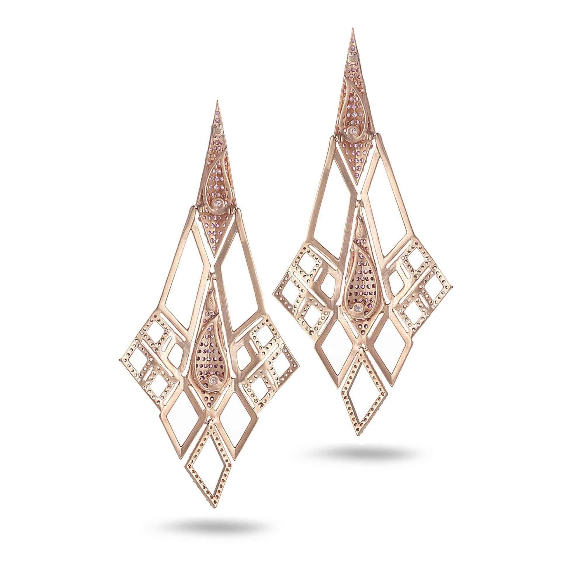 Sagrada Glory Earring Set in 18 karat Rose Gold with 3.29-carat Pink Sapphire and 2.43-carat Pearls. The Earrings are also set with 1.08-carat Diamonds.