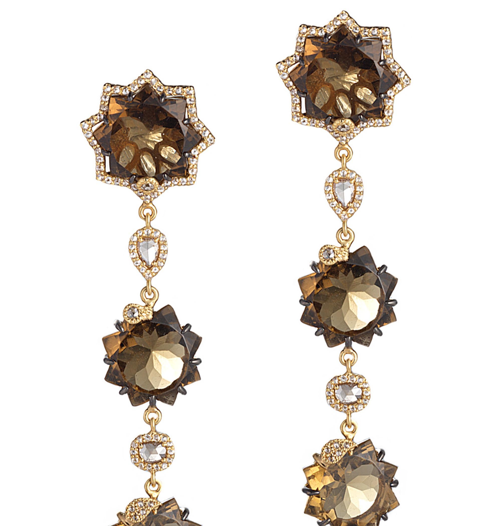 Sagrada Kaleidoskop-Ohrringe mit cognacfarbenem Quarz und Diamanten (Zeitgenössisch) im Angebot