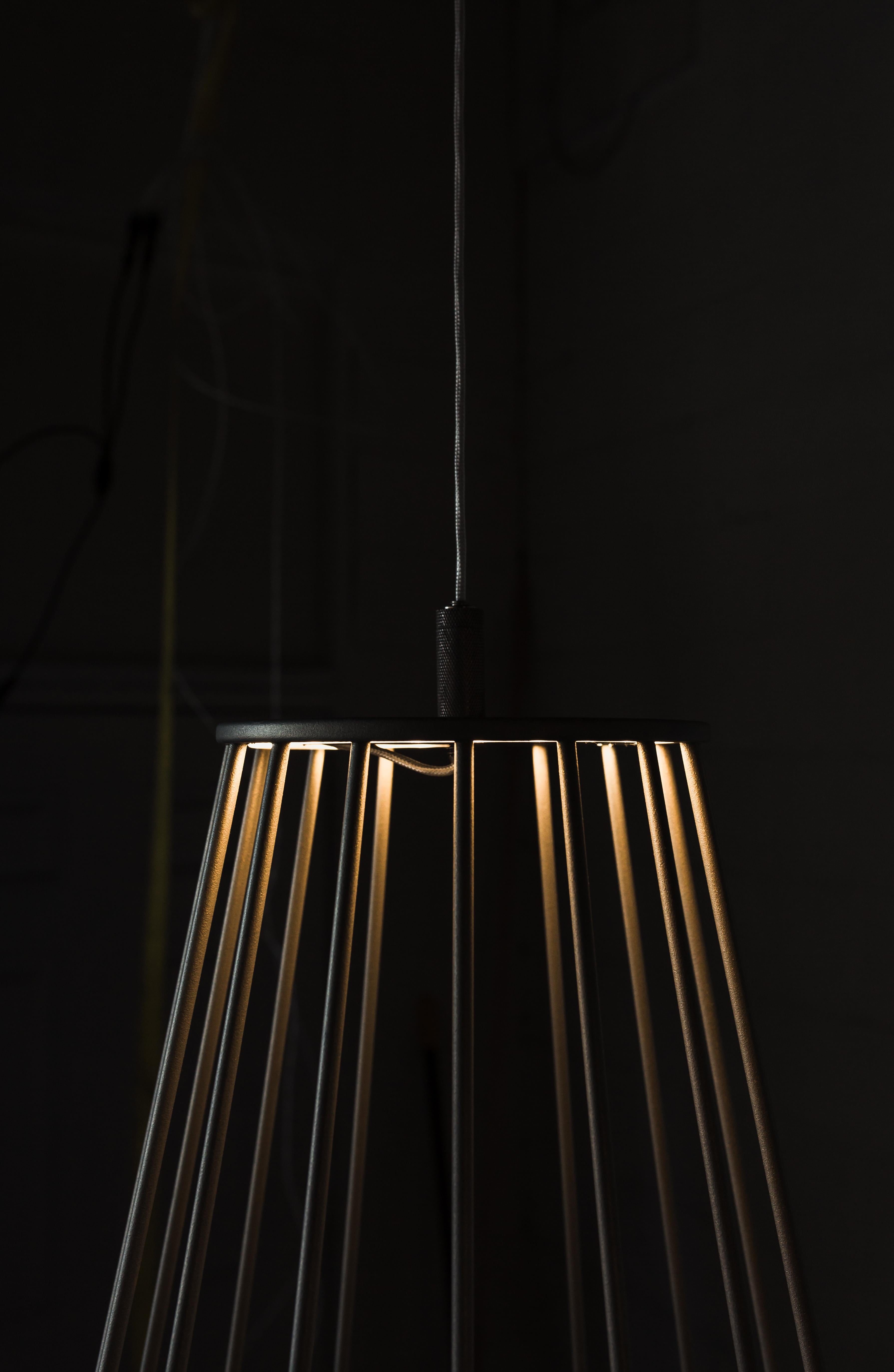 Post-Modern Sagrada Pendant 0.0 Lighting Fixture, Powdercoated Textured Gold by Mtharu For Sale