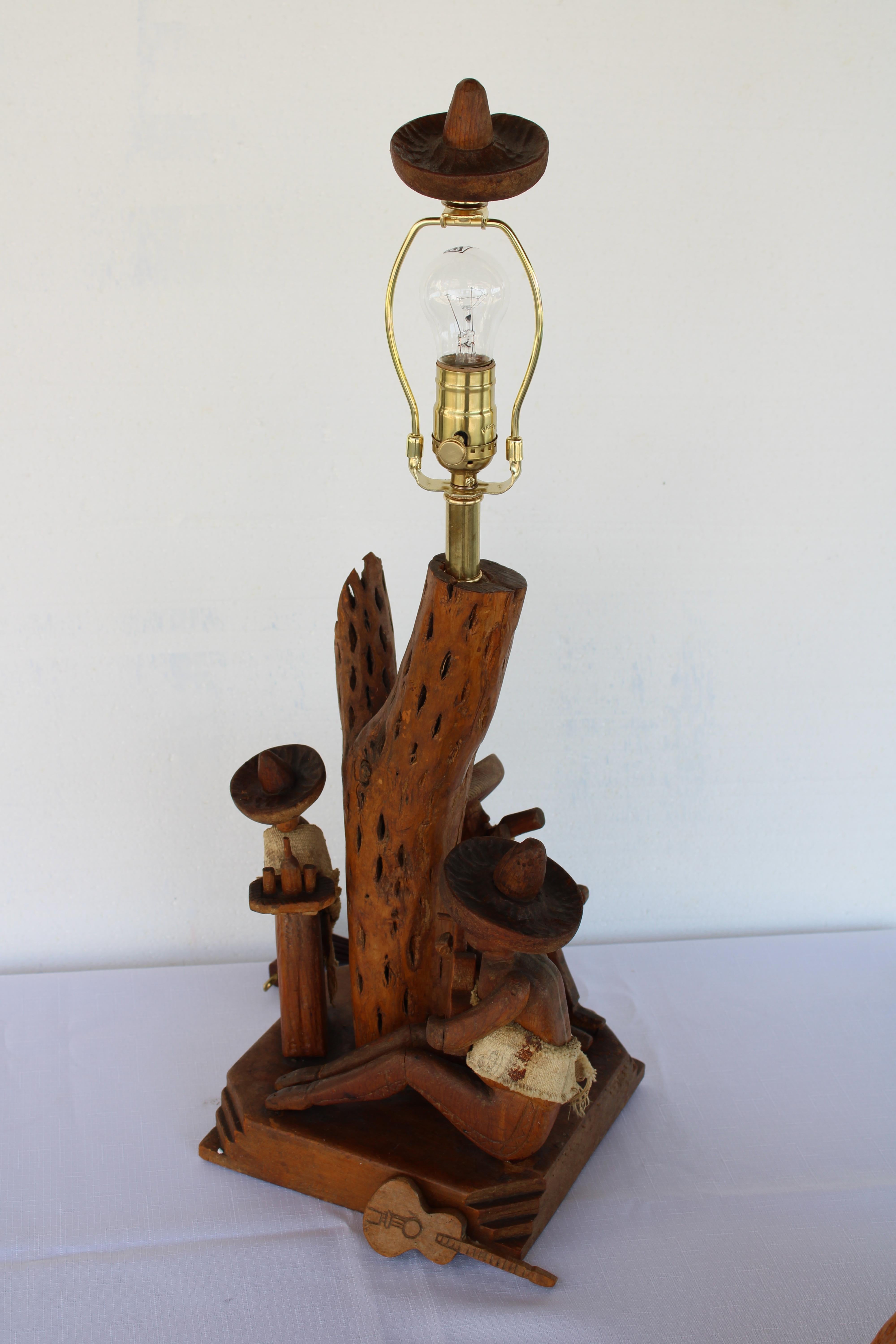 American Saguaro Cactus Folk Art Lamp, Musicians For Sale