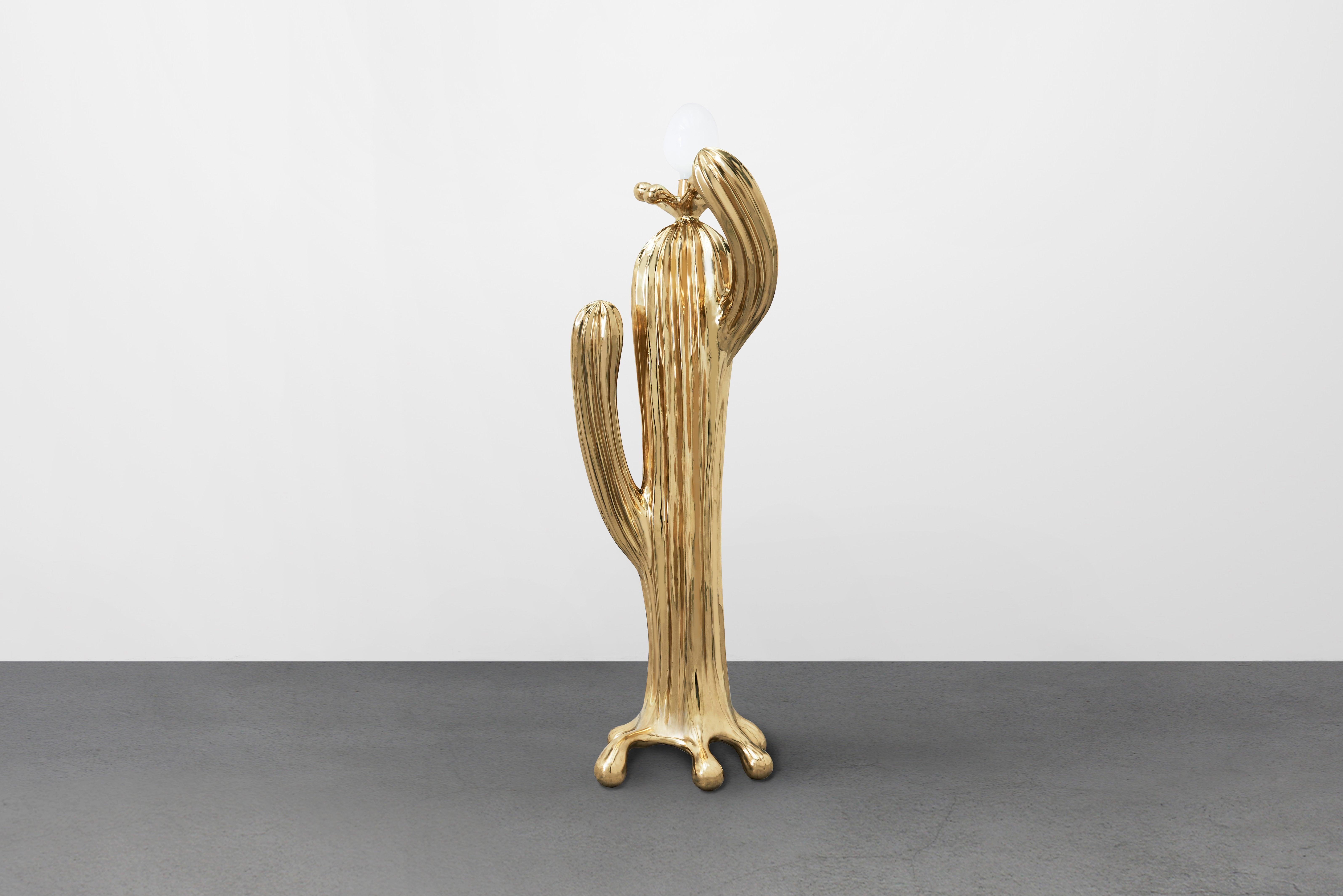 Chinese Saguaro No.1 Floor Lamp Polished Brass Gold by Zhipeng Tan For Sale