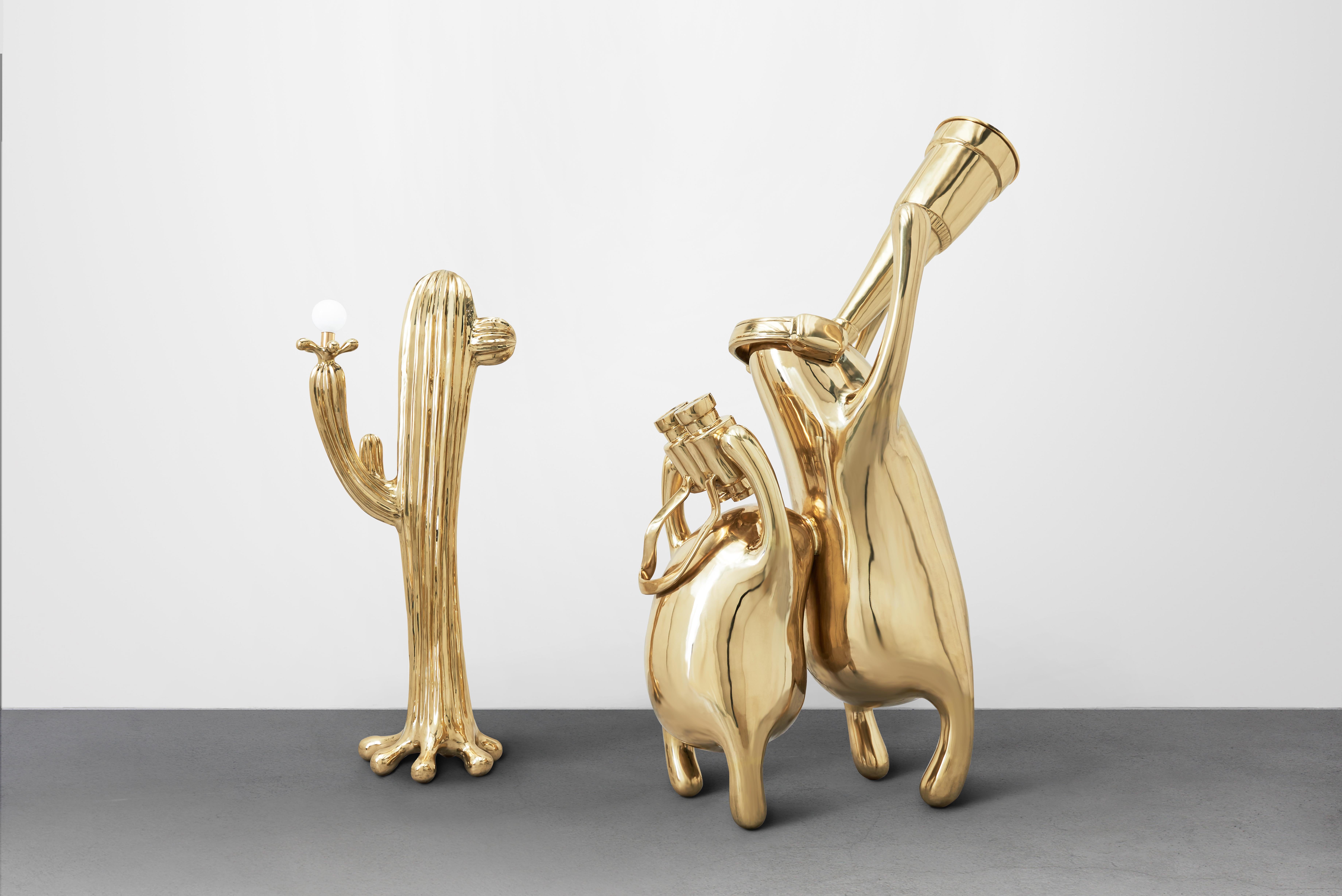 Poli Lampadaire Saguaro n°1 en laiton poli et or par Zhipeng Tan en vente