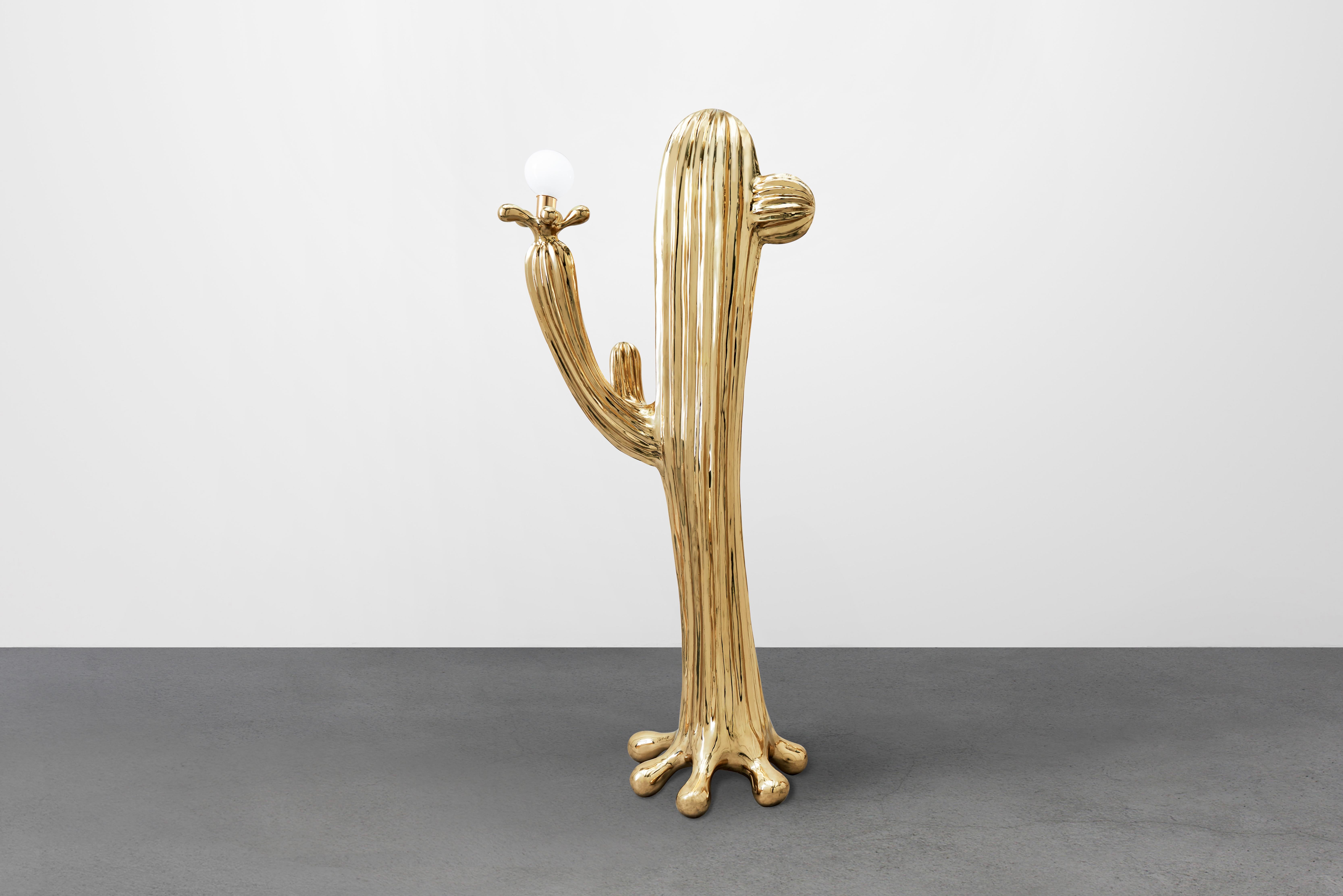 Chinese Saguaro No.2 Floor Lamp Polished Brass Gold by Zhipeng Tan For Sale