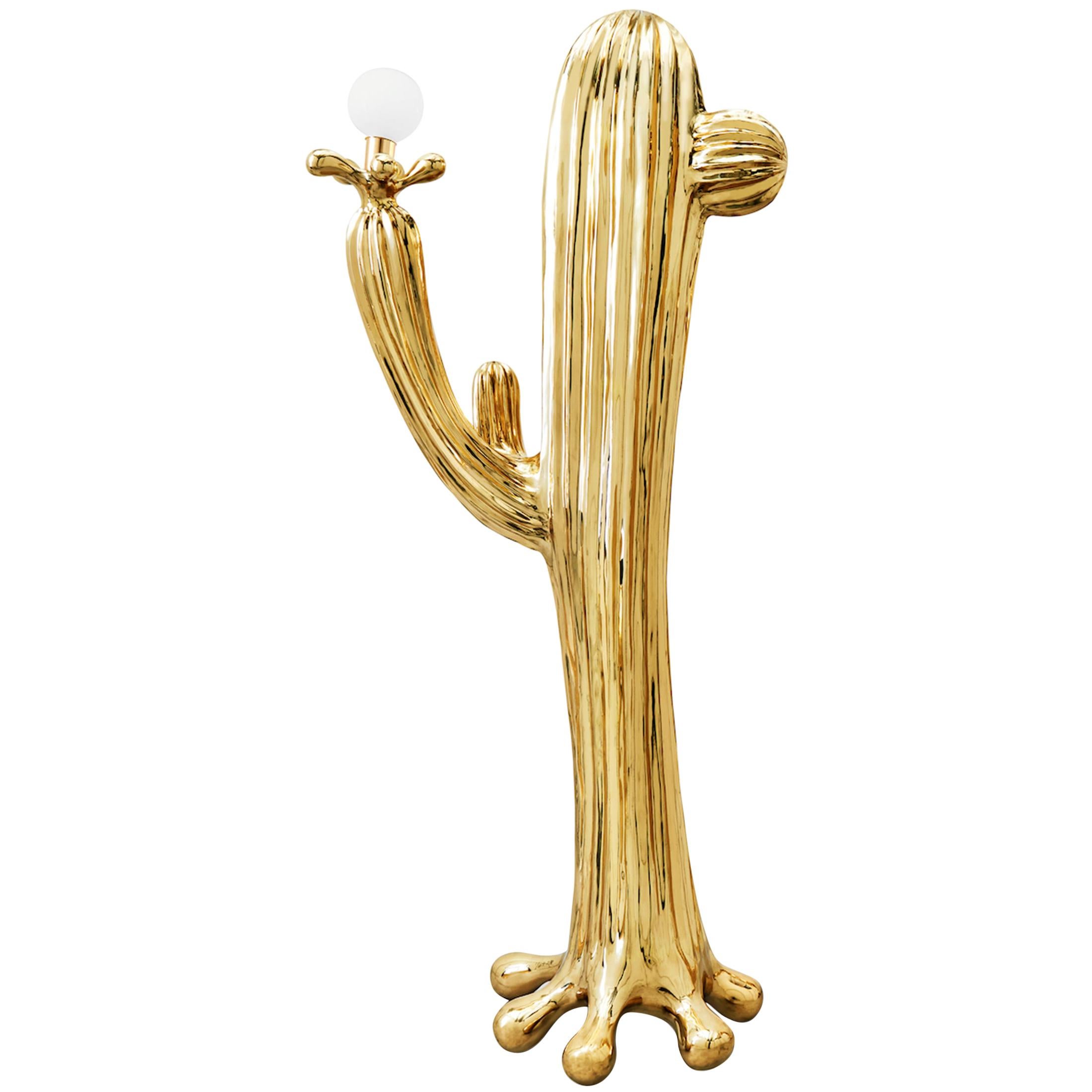 Saguaro No.2 Floor Lamp Polished Brass Gold by Zhipeng Tan For Sale