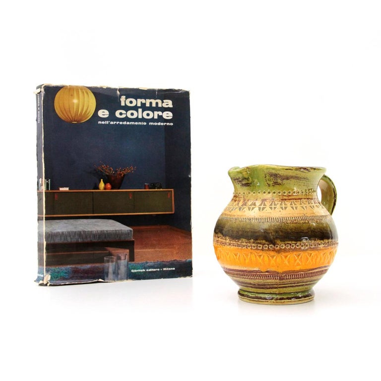 ‘Sahara’ Colere Enameled Ceramic Pitcher by Aldo Londi for Bitossi, 1960s For Sale 4