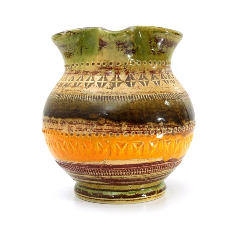 Mid-Century Modern ‘Sahara’ Colere Enameled Ceramic Pitcher by Aldo Londi for Bitossi, 1960s For Sale