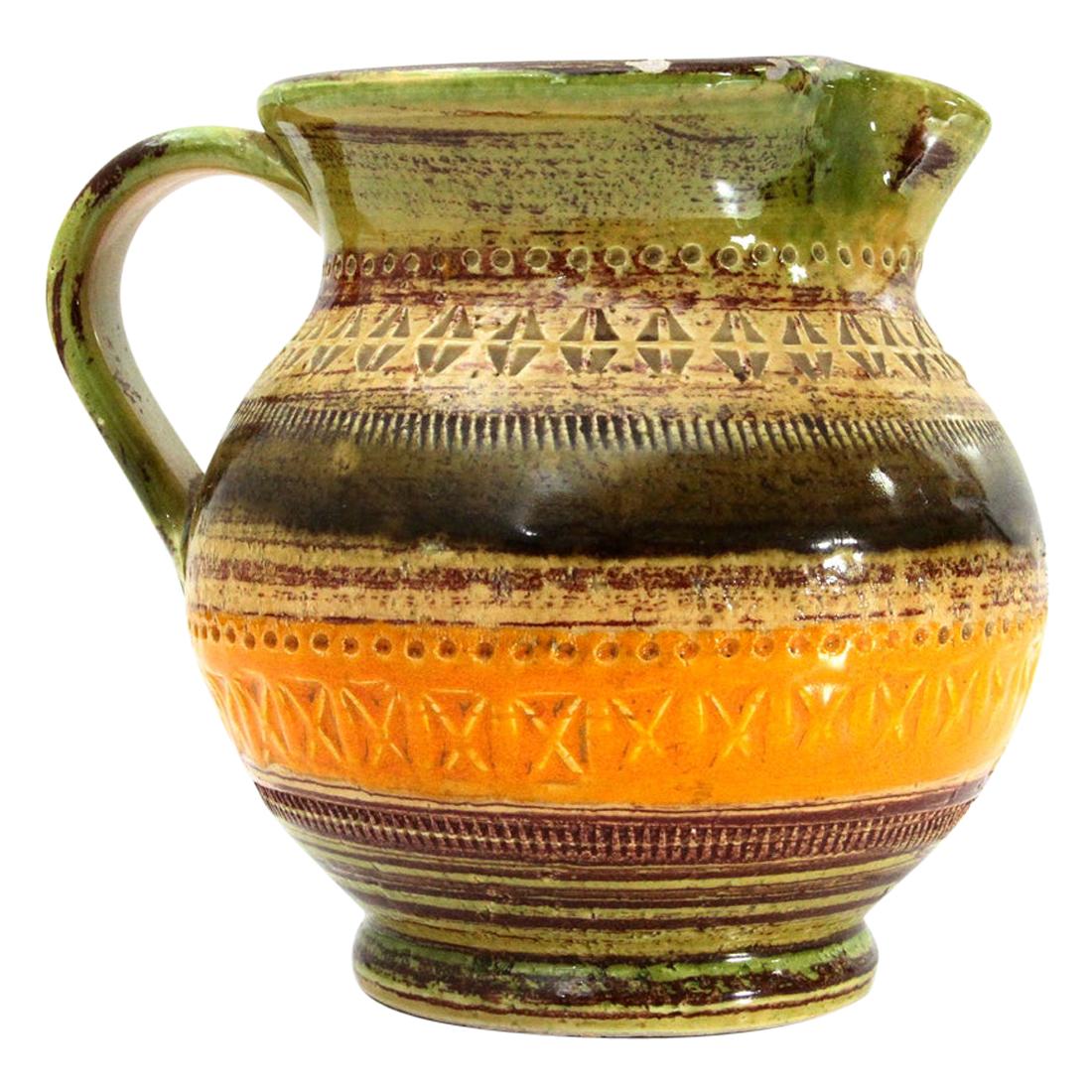 ‘Sahara’ Colere Enameled Ceramic Pitcher by Aldo Londi for Bitossi, 1960s For Sale