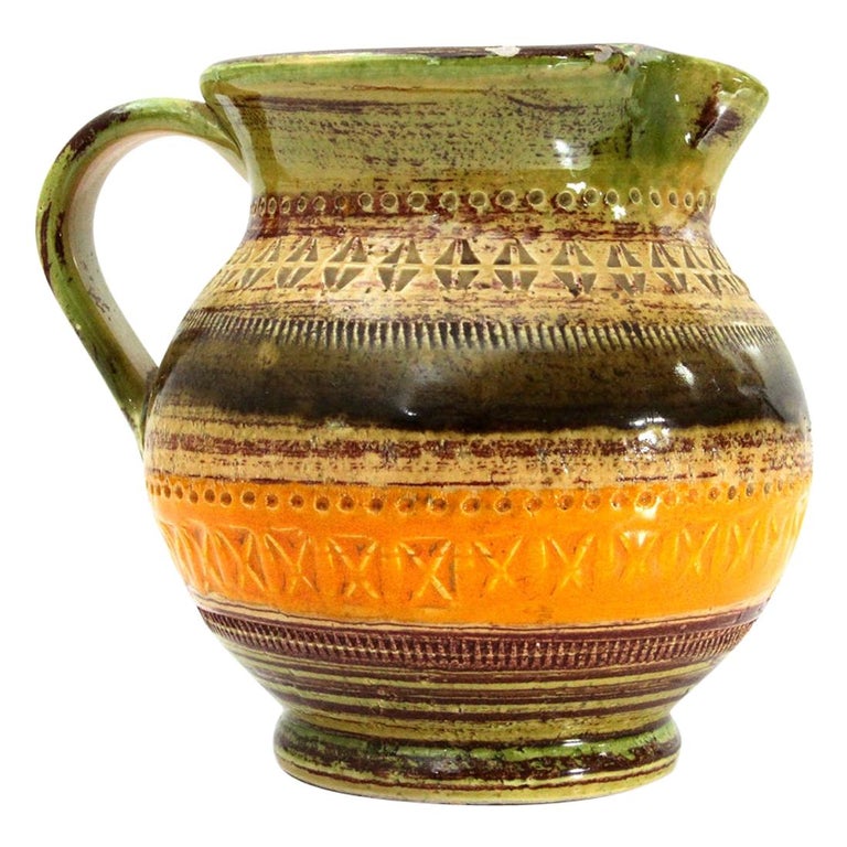 ‘Sahara’ Colere Enameled Ceramic Pitcher by Aldo Londi for Bitossi, 1960s For Sale