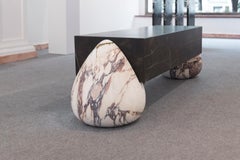 Sahara Noir & Calacatta Macchia Vecchia Flint Marble Bench by Serafini