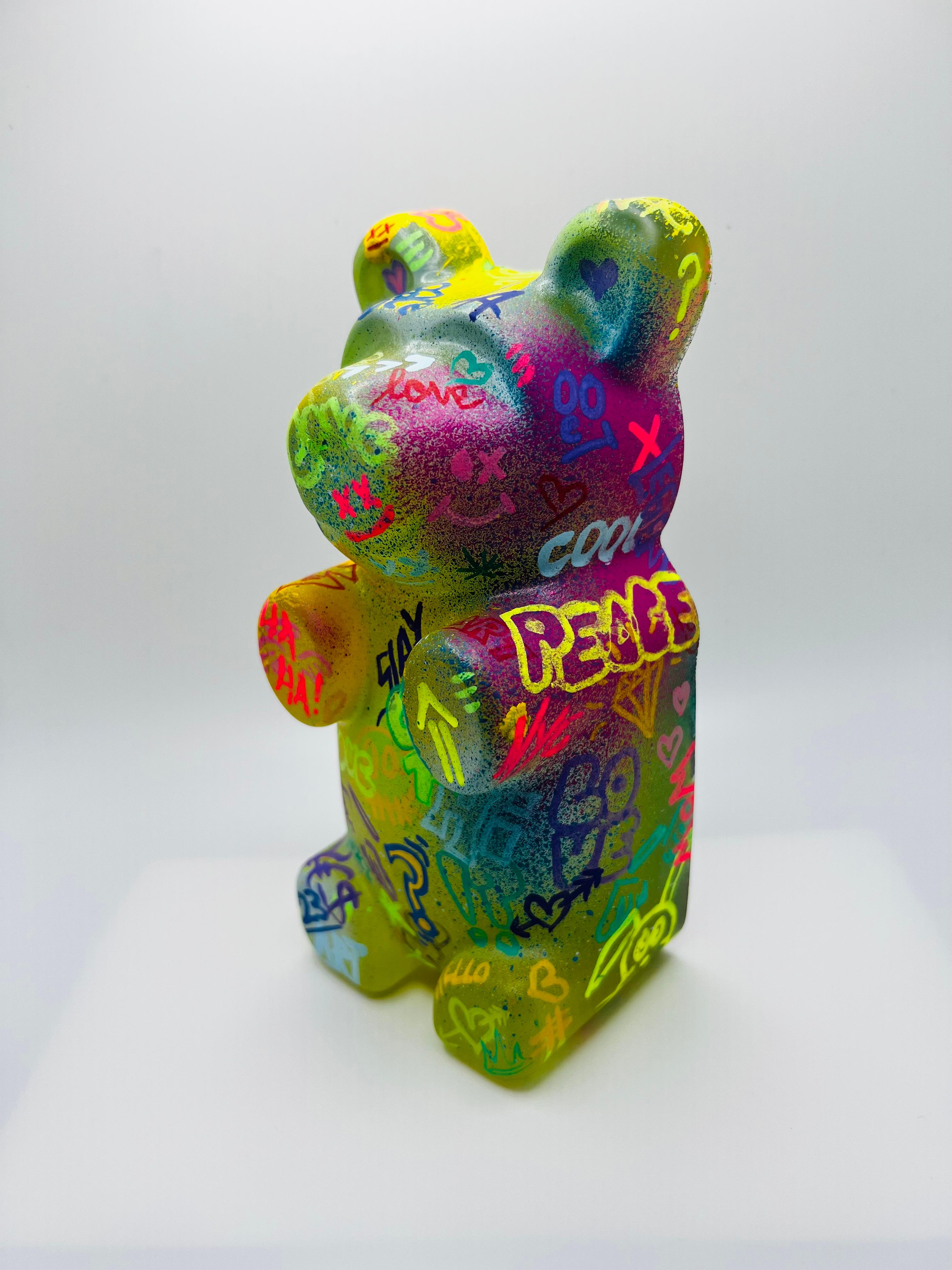 Graffiti Gummy bear 3, street art, pop art, colorful, contemporary, sculpture - Mixed Media Art by Sahara Novotny