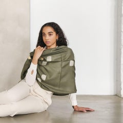 Sahara Olive Green Modern Artisanal Soft Hand Embroidered Hand Woven Scarf