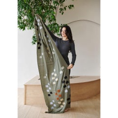 Sahara Olivgrün Modern Artisanal Weiches Handbesticktes Handgewebtes Tuch