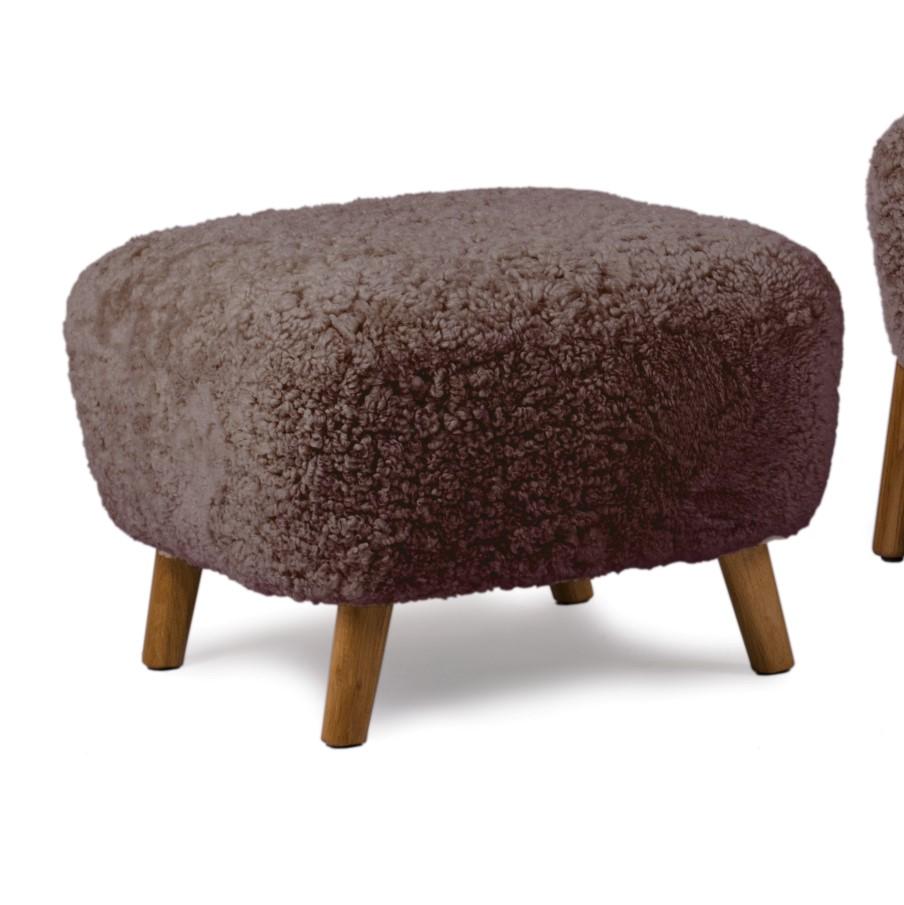 Post-Modern Sahara Sheepskin Set of TMBO Lounge Chair & Pouff by Mazo Design For Sale