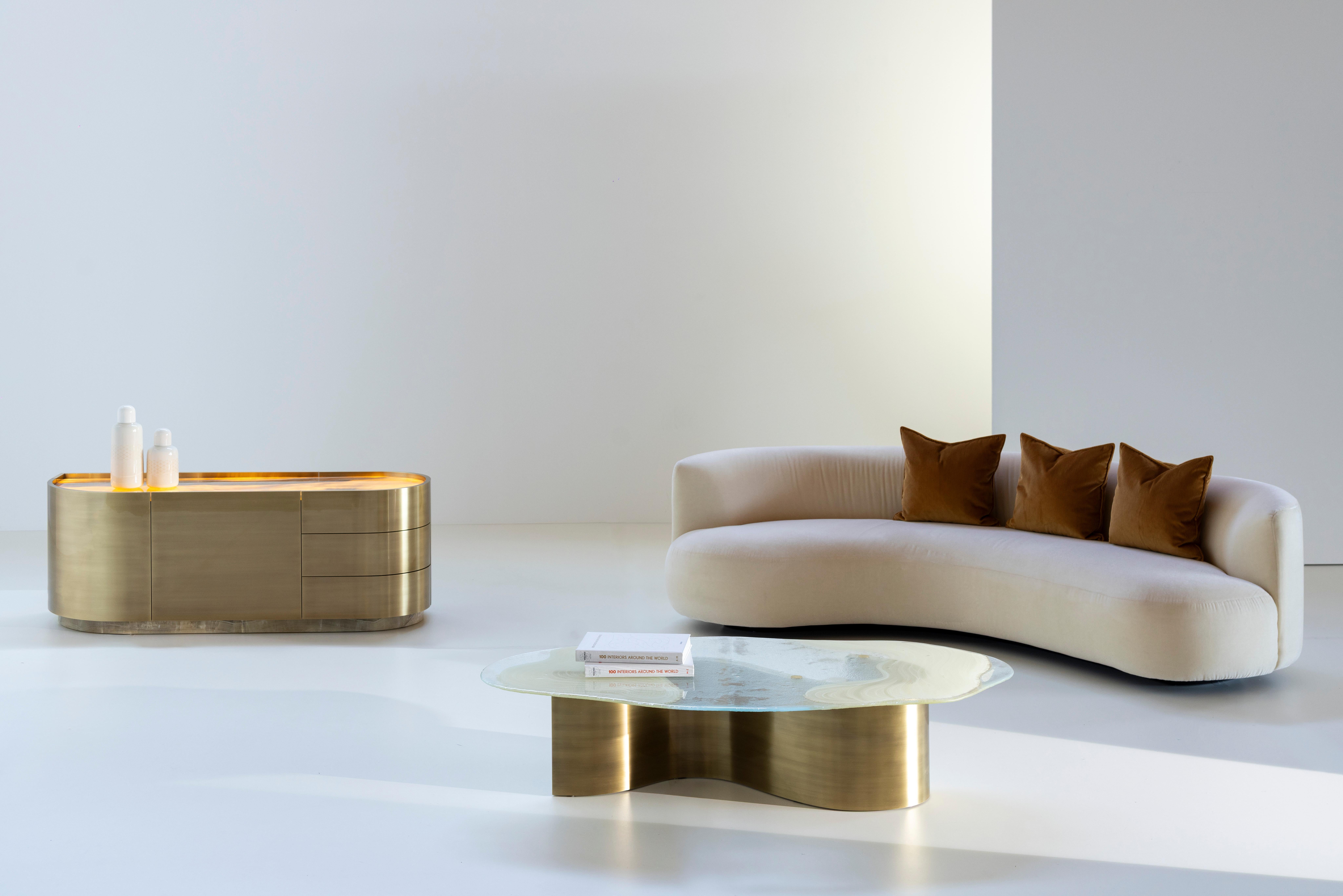 Meuble TV Sahara, laiton, Miel Onyx, fabriqué à la main par Greenapple en vente 6