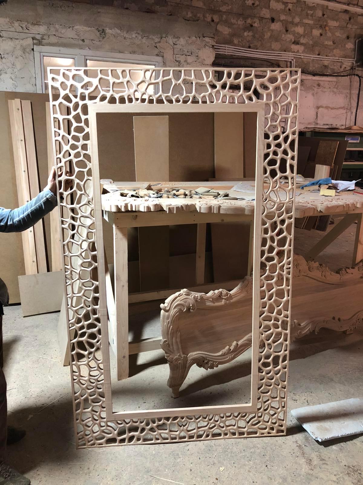 Contemporary Sahari Brown Full-Length Wood Mirror For Sale