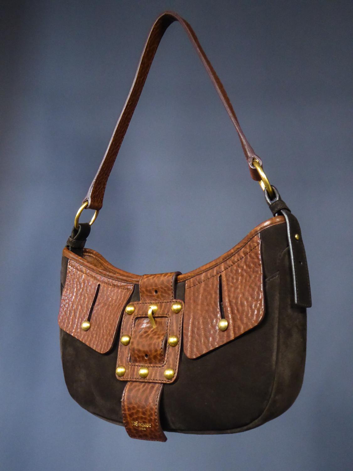 Brown An Yves Saint Laurent Rive Gauche bag in leather and suede Saharienne Circa 1995