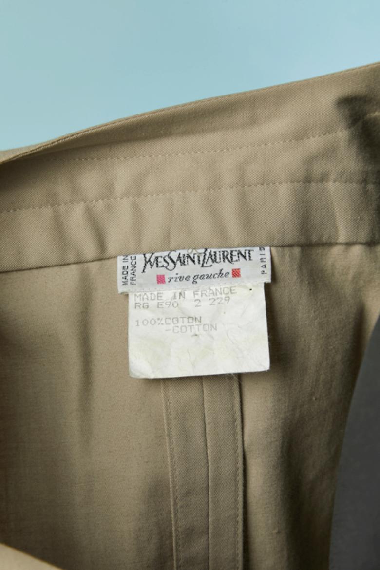 Saharienne-Baumwollkleid mit Schnürung YVES SAINT LAURENT RIVE GAUCHE SS1990 im Angebot 5