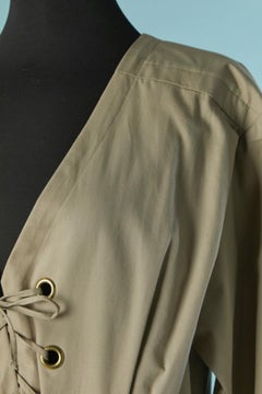 Saharienne cotton dress with laces YVES SAINT LAURENT RIVE GAUCHE SS1990