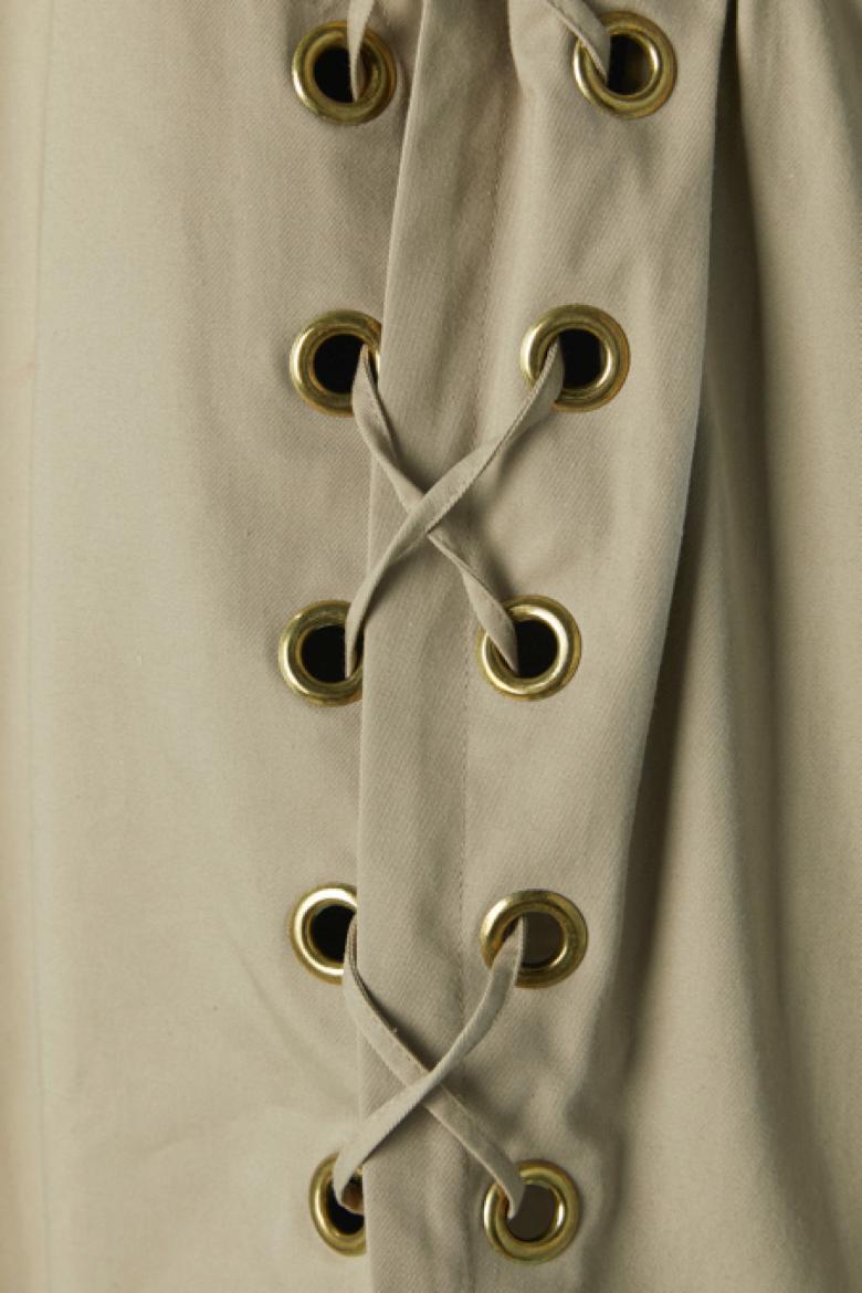 Saharienne-Baumwollkleid mit Schnürung YVES SAINT LAURENT RIVE GAUCHE SS1990 (Braun) im Angebot
