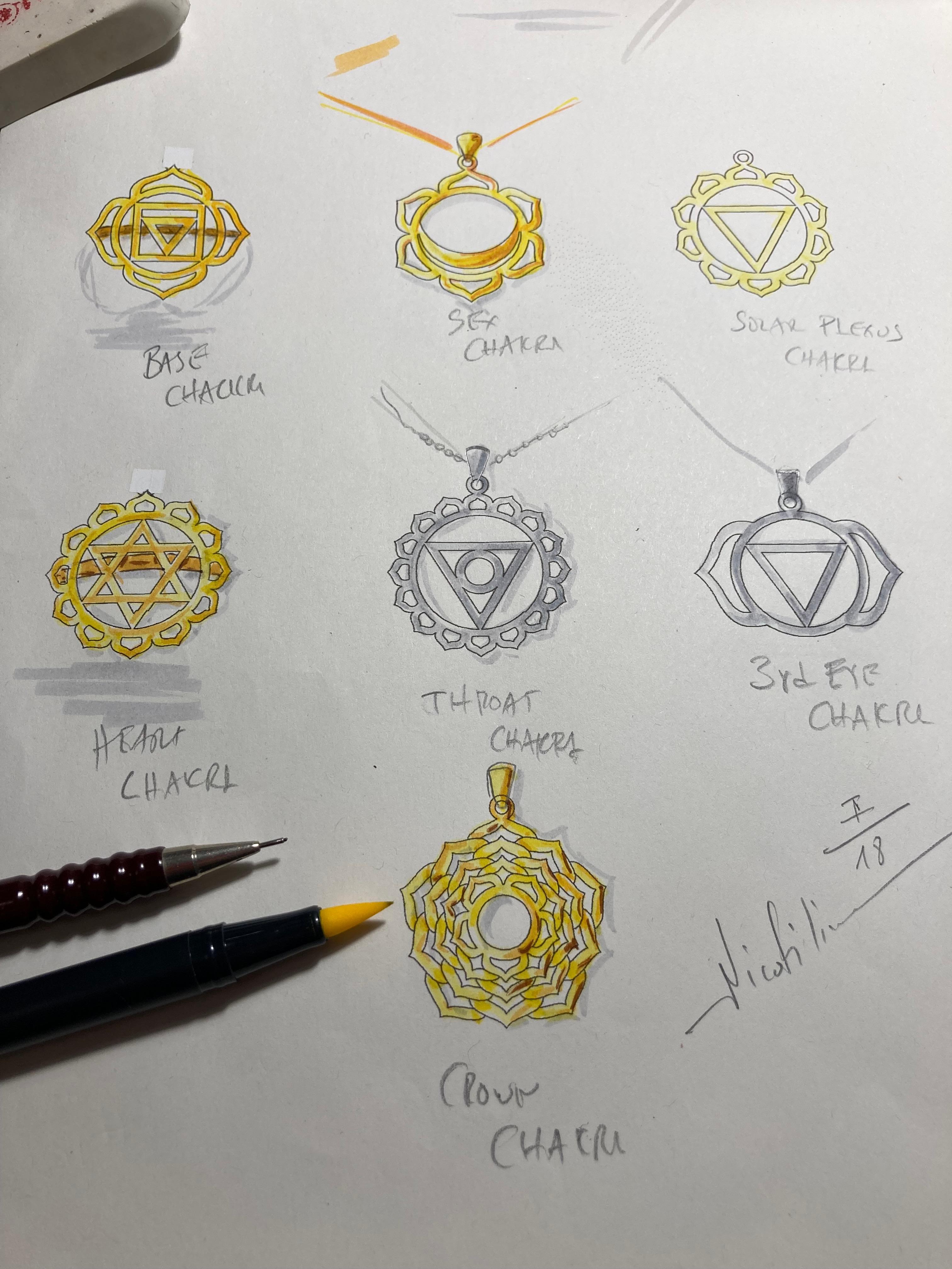 Sahasrara, collier pendentif yoga Chakra en or 18 carats avec diamants pavés  en vente 1