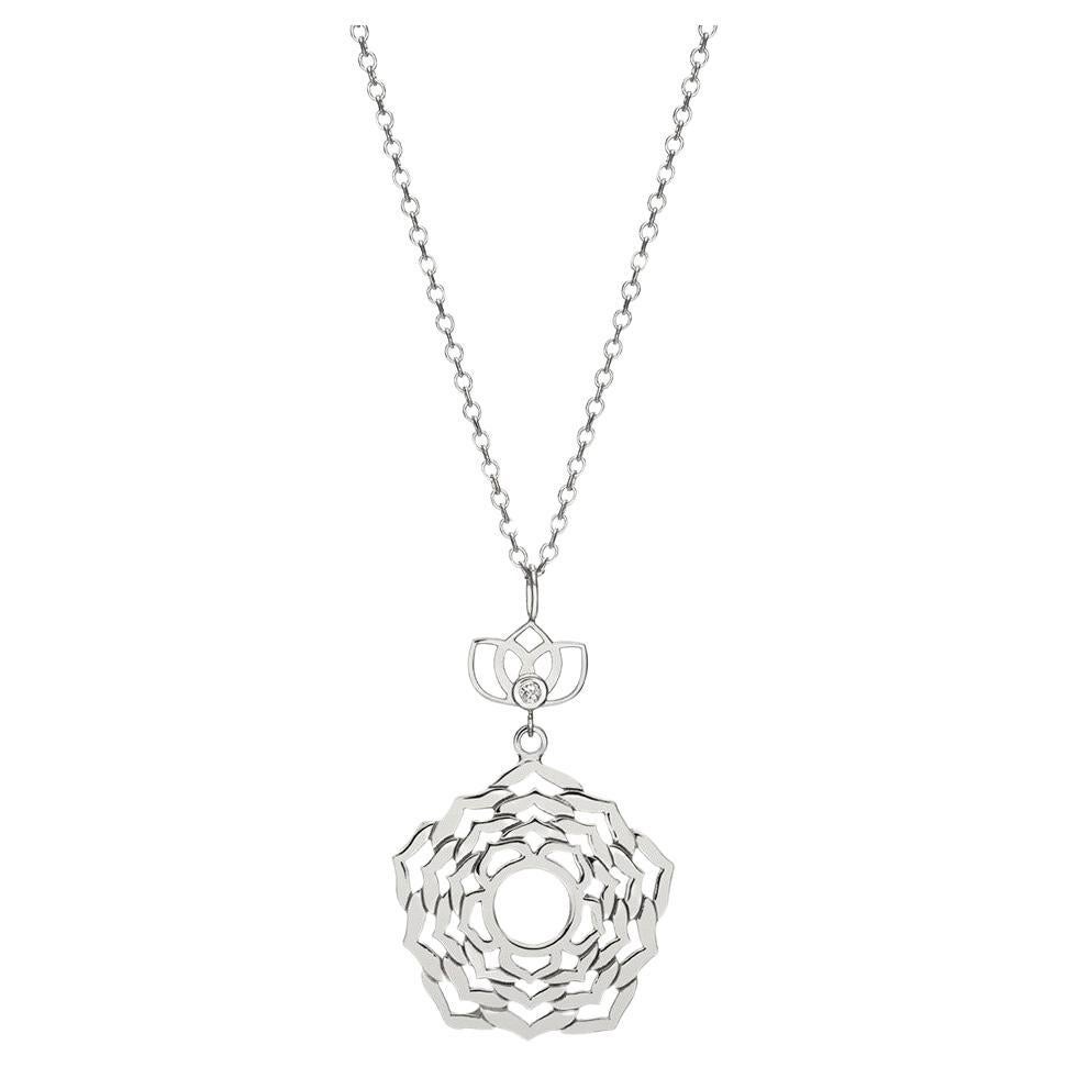 Sahasrara Crown Yoga Chakra Pendant Necklace Lotus Flower Diamond 14Kt Gold