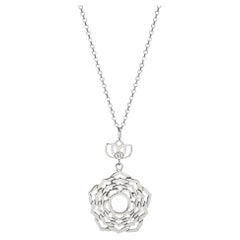 Sahasrara Crown Yoga Chakra Pendant Necklace Lotus Flower Diamond 14Kt Gold