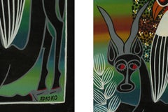 Saidi Nakoko, African Tingatinga School Painting, Oil on Canvas, 1970s, Framed