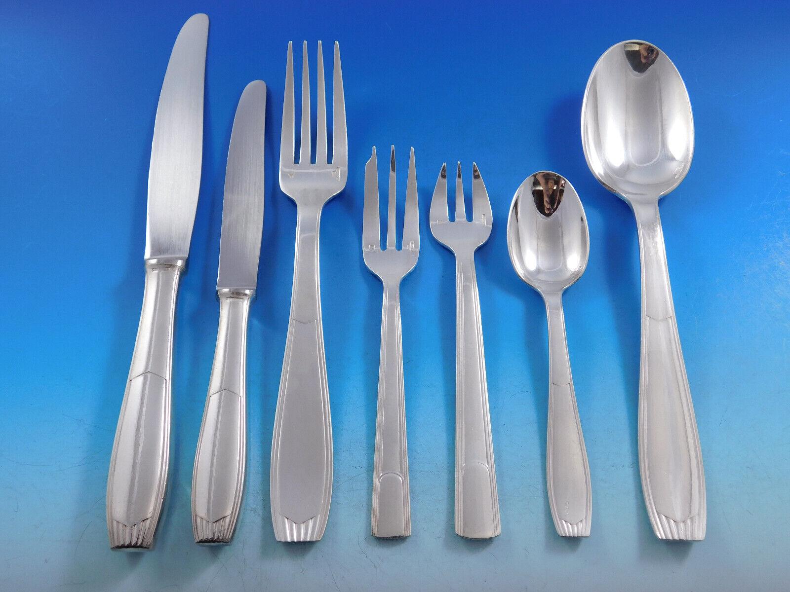 Rare Dinner Size Saigon by Christofle France Silverplate Flatware set - 70 pieces. This set includes:

10 Dinner Size Knives, 9 3/4