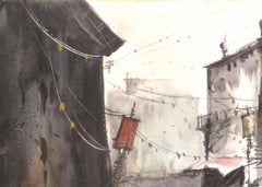 Cityscape, Autorickshaw, Watercolor on Paper by Indian Artist "In Stock"