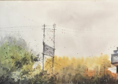 « City Scape:: City Life:: Car »:: aquarelle sur papier de l'artiste indien « En stock »