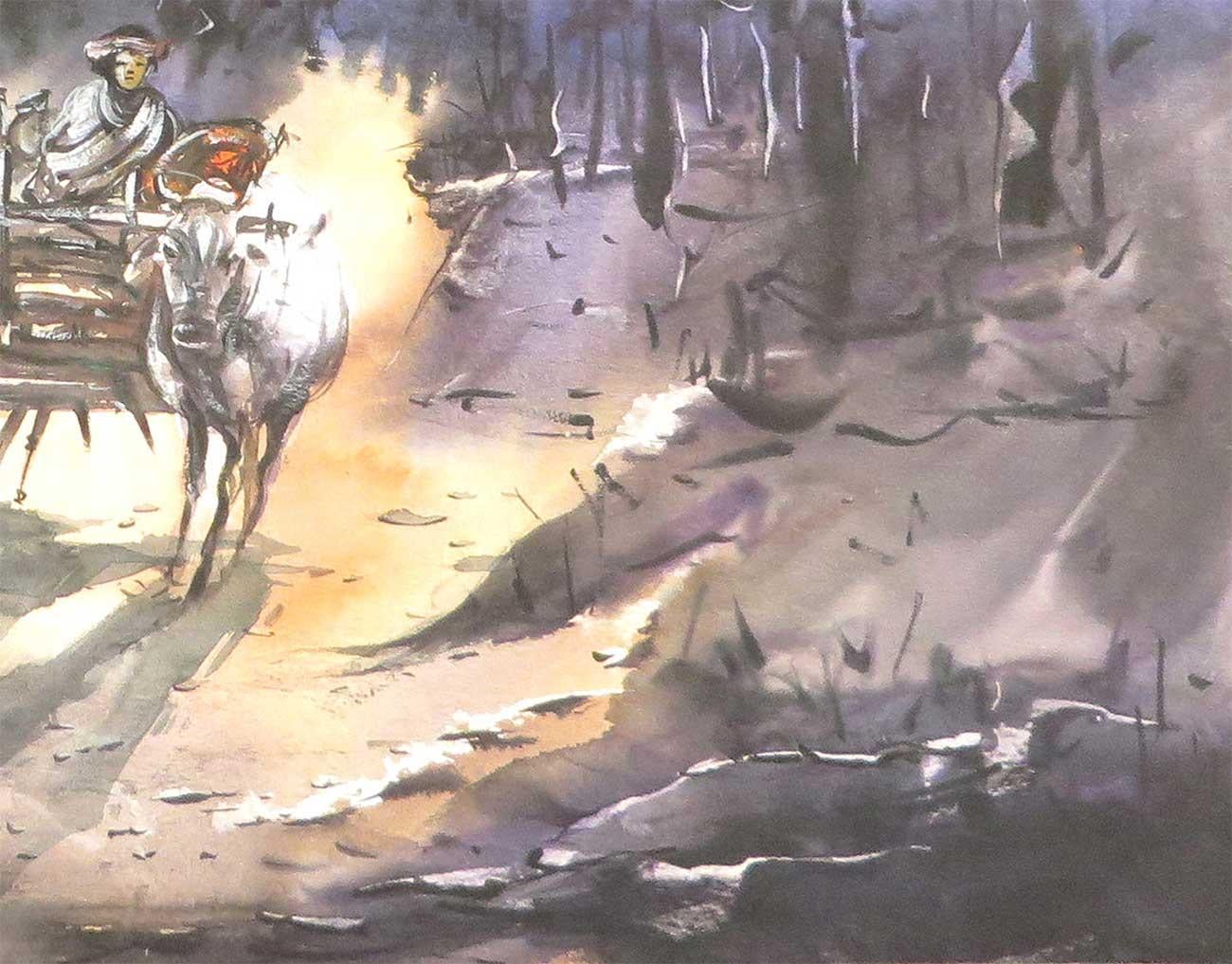 Saikat Patra - Senza titolo - 20 x 30 pollici (senza cornice)
Acquerello su carta d'importazione spessa
Compresa la spedizione in rotolo.

L'artista e il suo lavoro :
Nato a Haldia (Bengala occidentale) nel 1976.

Qualifica : Kolkata Art