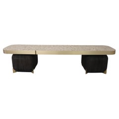 Saikoro Bench with Precious Terrazzo and Brass Details and Historical Oak Stand