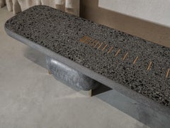 Saikoro Black/Grey Low Side Table in Terrazzo with Solid Brass Details