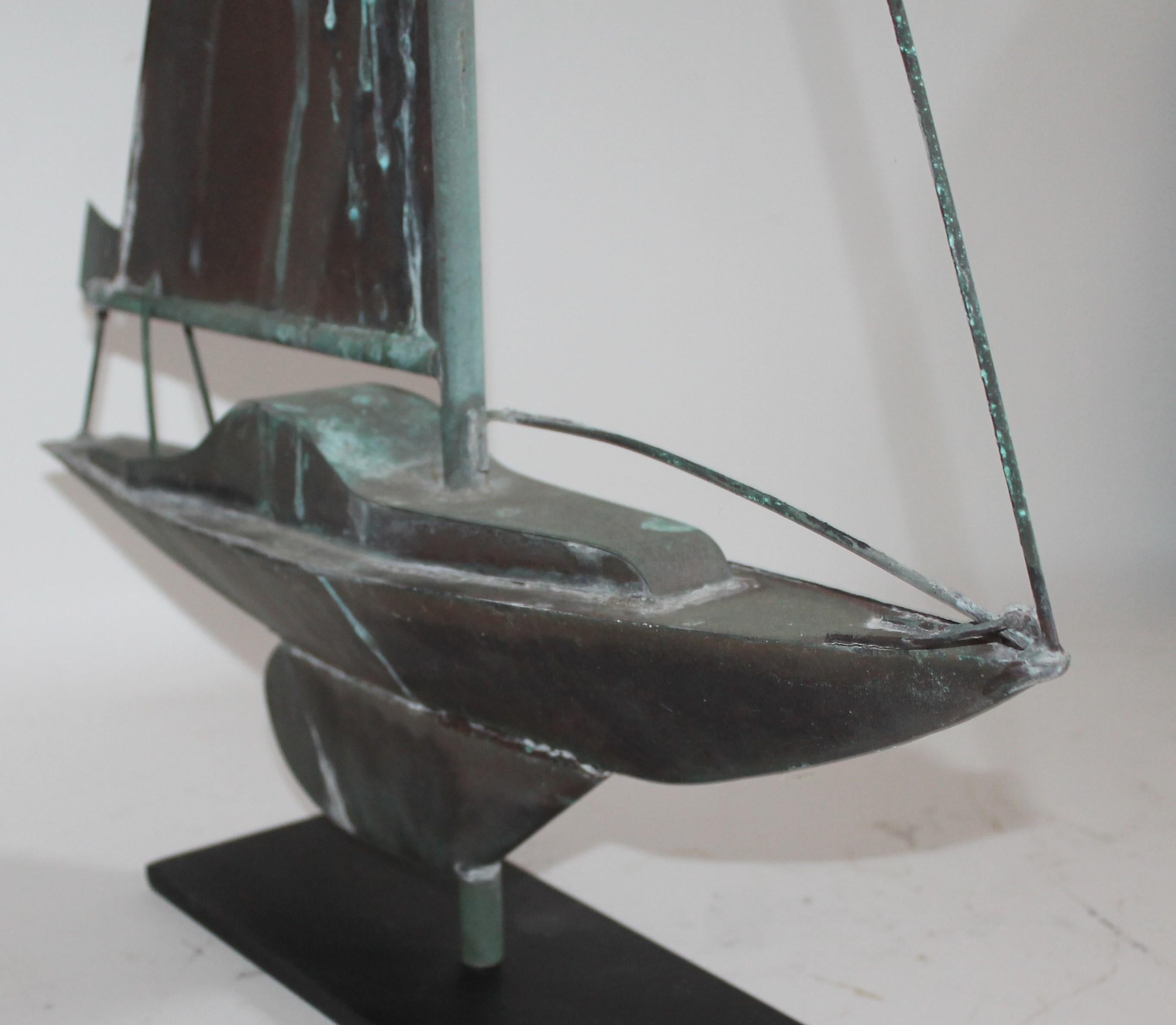 Hand-Crafted Sail Boat Weather Vane, Mounted